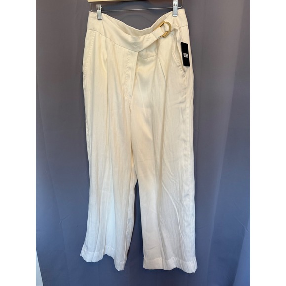 Dkny Pants - DKNY Women's Wide Leg Pleated Belted Ivory Pants Size 16 MSRP $99 NWT
